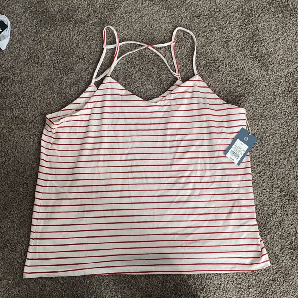 White and red stripe tank top